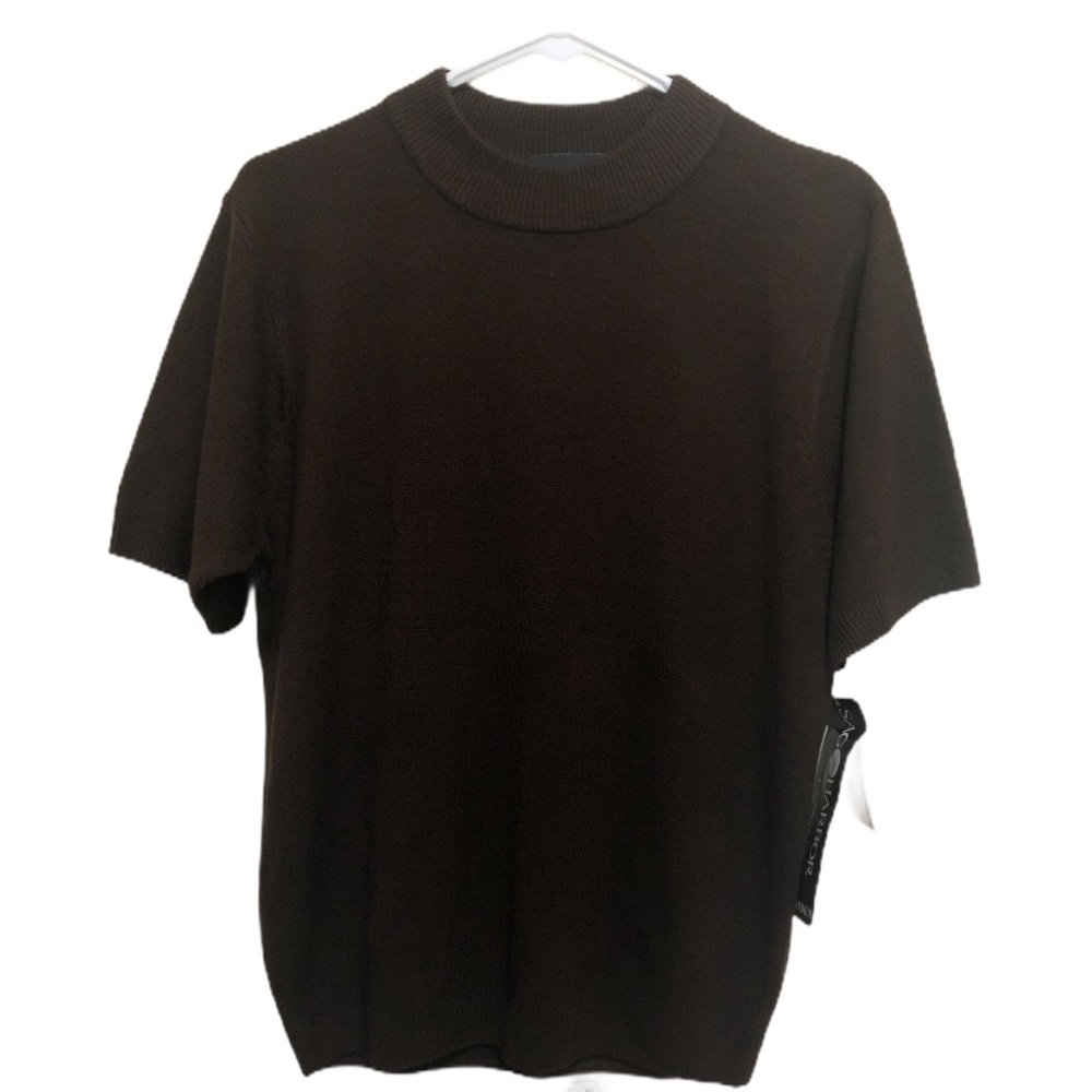 Sag harbor brown mock turtleneck shirt